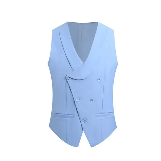 Men's Double Breasted Shawl Neck Waistcoat Slim Fit Formal Business Casual Vest
