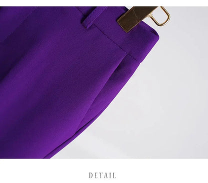 Fashion High-quality Office Suit Purple Jacket and Trousers 2-piece Set 2025 New Waist Suit Temperament Suits for Women HJLZBW