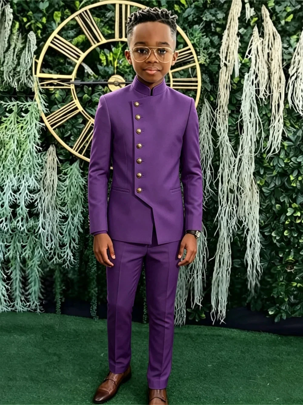 African Boys Suits 2 Pieces Jacket Pants Stage Performance Wear Classic Kids Regular Fit Suit Set Wedding Guest Wear