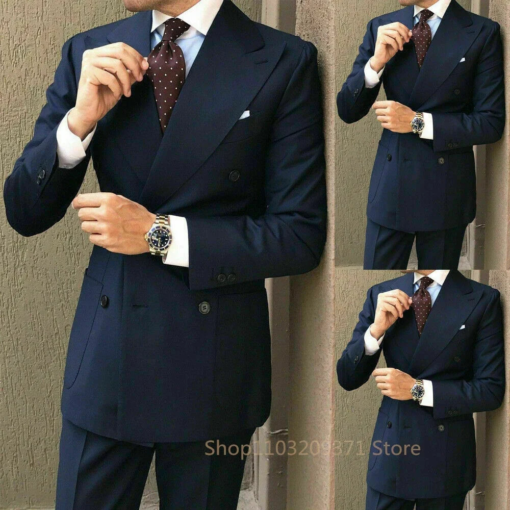 Men's Single Breasted Formal Suit Set – Turndown Collar Blazer for Wedding & Business