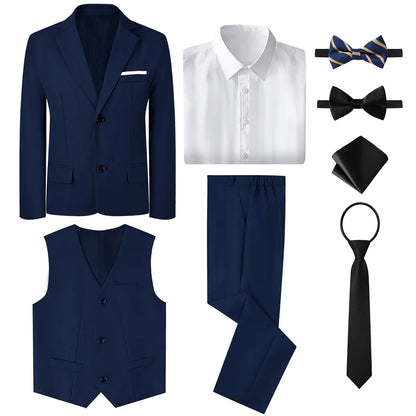 Boys Suit Set Teenager Wedding Outfit School Graduation Ceremony Kids Easter Halloween Photography Birthday Party Gift Tuxedo