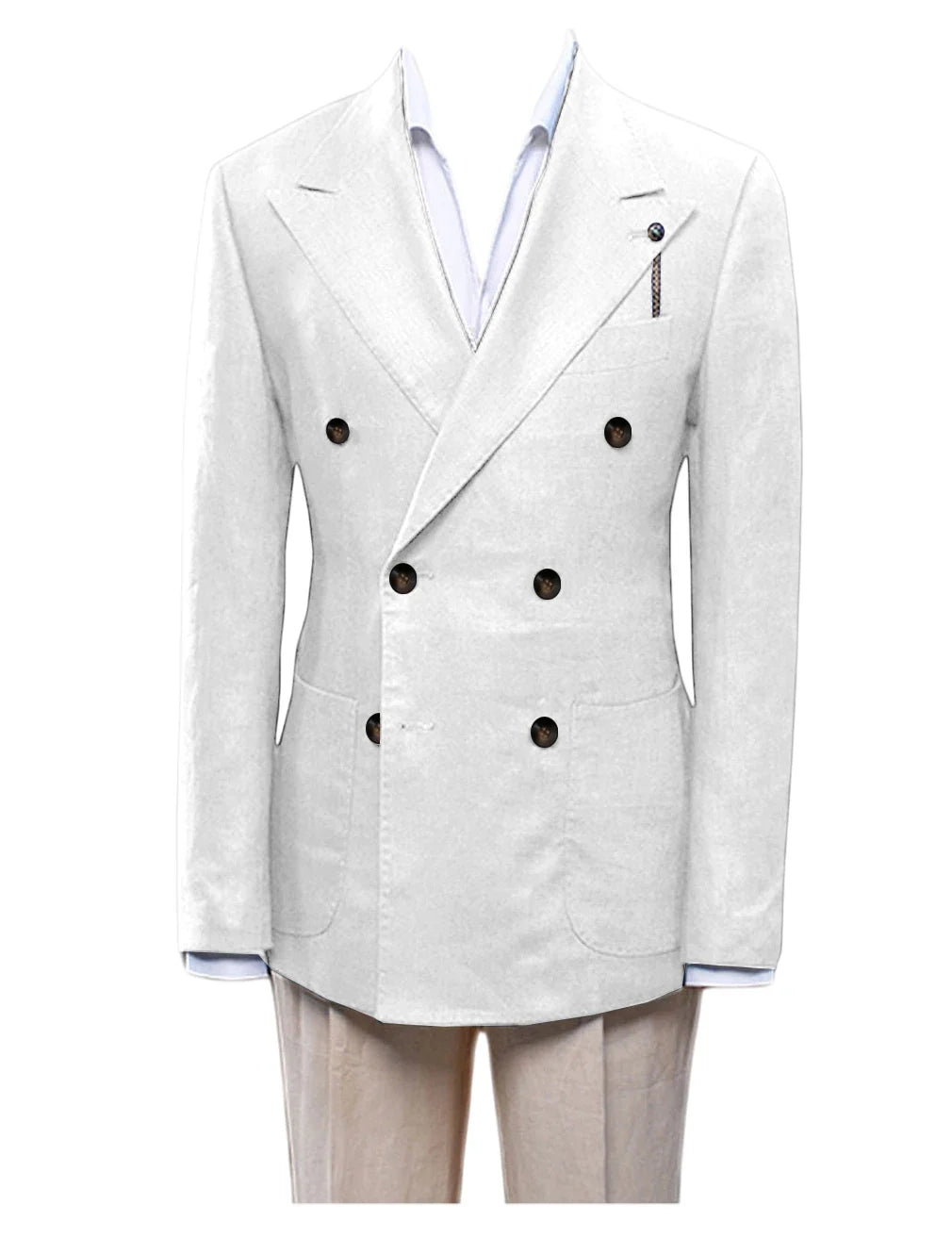 Men's Linen Blazer Notch Lapel Slim Fit Double Breasted Lightweight Breathable Suit Jacket Casual Business Coat for Daily Wear