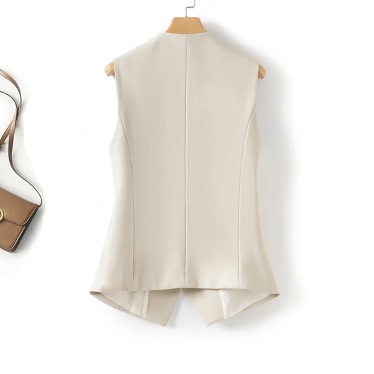 Single-Breasted Short V-Neck Vest for Women, a Top That Can Be Worn over or under a Suit Vest, Suitable for Layering