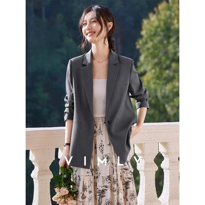 Blazer Woman Long Sleeve Notched Casual Suit Jacket Femmes 2026 Spring Fall Office Wear Loose Button Ladies Blazers A1062