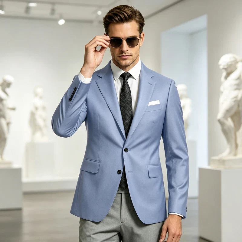 Men's Suit Jacket Single Button Slim Fit Notch Lapel for Wedding, Prom and Business
