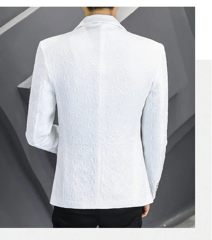 Men's Slim Fit Stand Collar Blazer | Smart Casual Single Breasted Jacket for Men | White, Black & Khaki