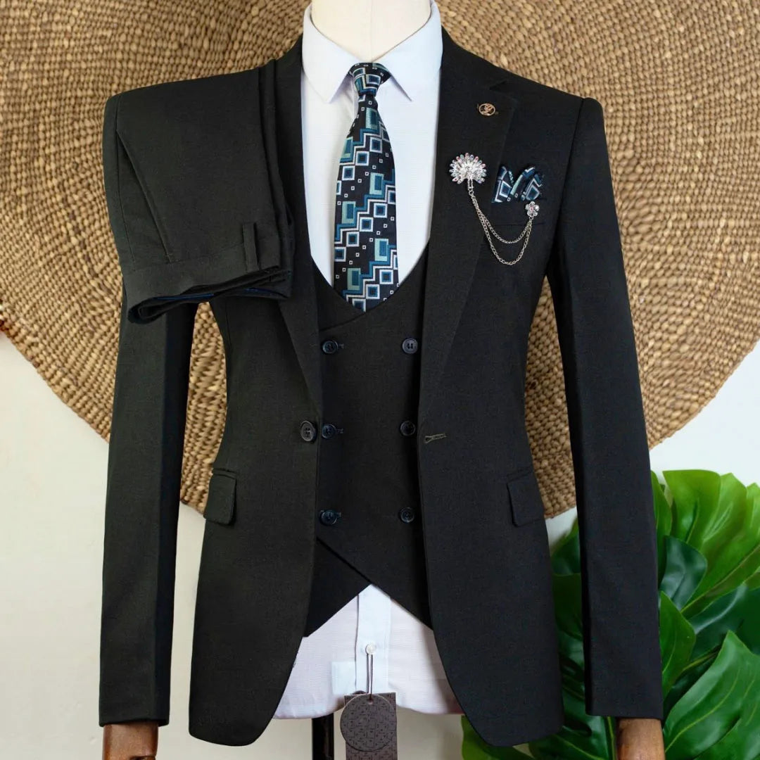 Men Suit Beige 3 Pieces Solid With Lapel For Wedding Groom Banquet Party Prom Business Work Office Daily Jacket Vest With Pants