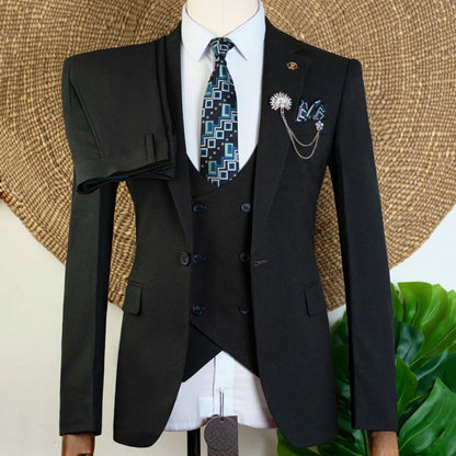 Men Suit Beige 3 Pieces Solid With Lapel For Wedding Groom Banquet Party Prom Business Work Office Daily Jacket Vest With Pants