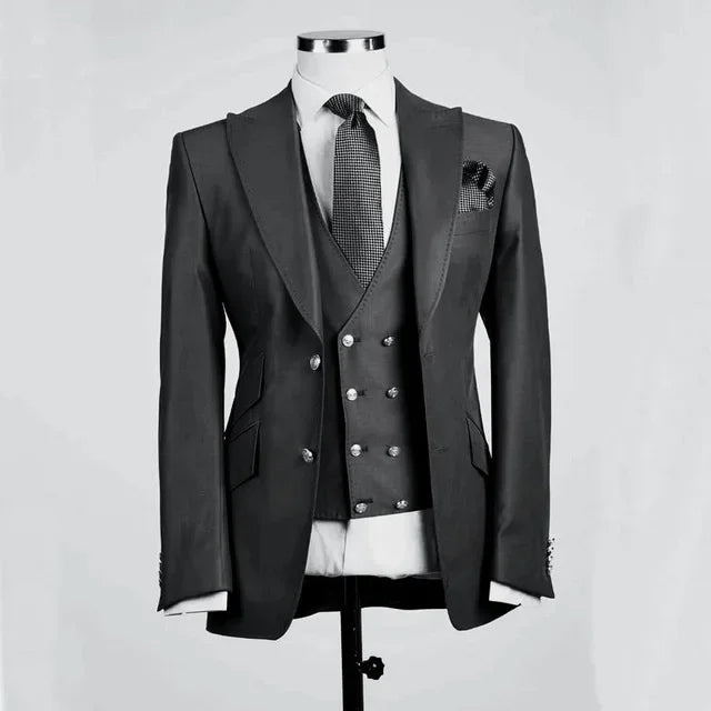 Royal Blue Groom Tuxedos Peak Lapel Men Suits Wedding Best Man Blazer ( Jacket+Pants+Vest)
