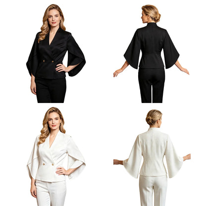 Women Business Casual Blazer V-neck Wrap Sleeves Formal Dress Suits Jacket for Weekend Party Office Work Meeting Interview
