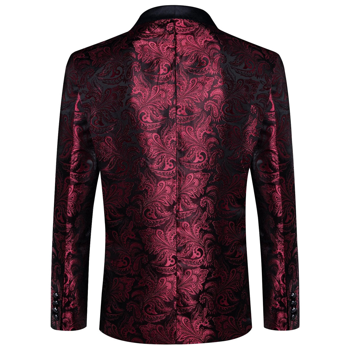 Men's Black Paisley Suits Blazer Jacket Fashion Business Banquet Wedding Party Dress Floral Red Suit Coat Men Clothing