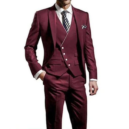 Formal Men Suits Slim Fit Suit For Men Tailored Groom Tuxedo Blazer for Wedding Prom Jacket+Pants+Vest