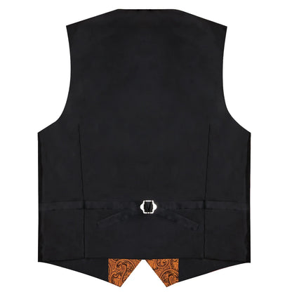 Men's Paisley Suit Vest – Single-Breasted Waistcoat with Tie, Handkerchief & Cufflinks for Weddings & Banquets