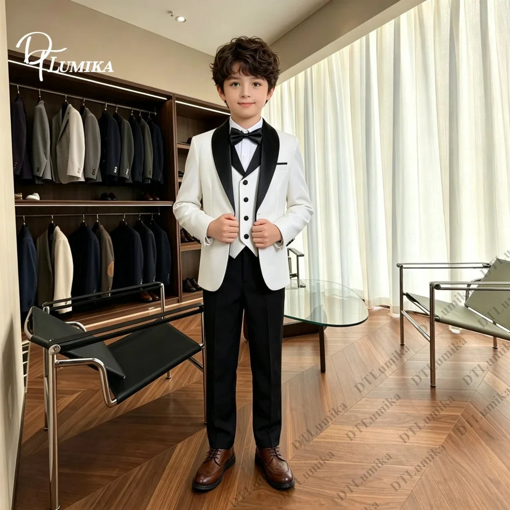 Homecoming Suit for Boys Wedding Guest Kids Formal Tuxedo 5 Pieces Complete Size 3-14T SHIP TODAY Communion Ring Bearer Suits