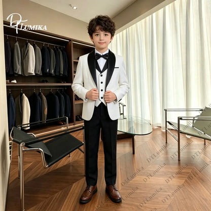 Homecoming Suit for Boys Wedding Guest Kids Formal Tuxedo 5 Pieces Complete Size 3-14T SHIP TODAY Communion Ring Bearer Suits