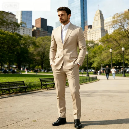 Men's Solid Color Business Terno Casual Workwear British Style Wedding Suit Performance Casual Male Suits Fashion