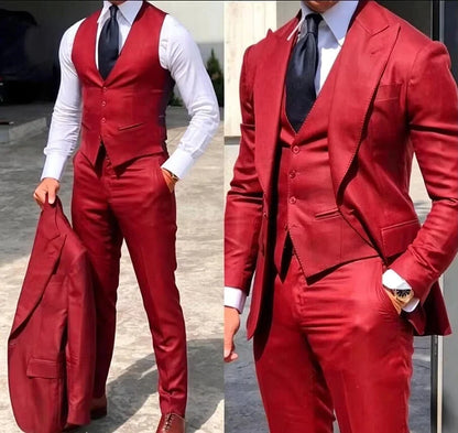 Costumes de mariage élégants, coupe ajustée pour marié, 3 pièces, costume de garçons d'honneur, veste, gilet, pantalon formel pour homme, pas cher.