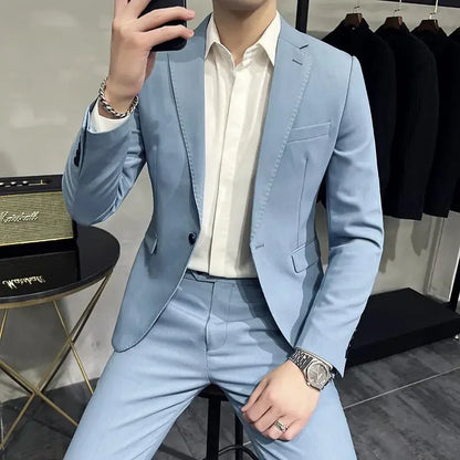 (Blazer+ Vest + Trousers) 2023 Latest Design Double Breasted Vest Men's Suit High Quality Business Simple Casual Dress Wedding