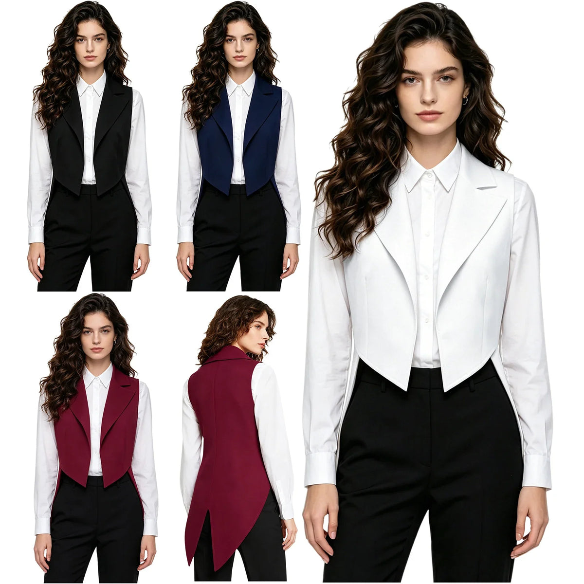 Tailcoat for Women Nightclub Waitress Costume Swallowtail Lady Formal Suits Vest Tuxedo Waistcoat Fashion Jazz Dance Costume