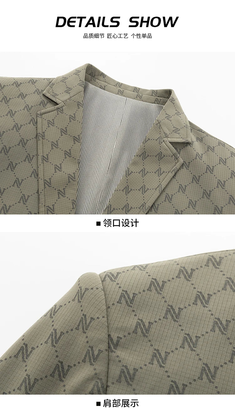 Blazer Outdoor Men's Casual Fashionable Sporty Slimming Letter Trendy British Style Versatile Business Gentleman Wedding Blazer