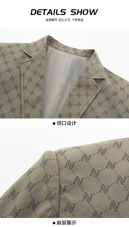 Blazer Outdoor Men's Casual Fashionable Sporty Slimming Letter Trendy British Style Versatile Business Gentleman Wedding Blazer