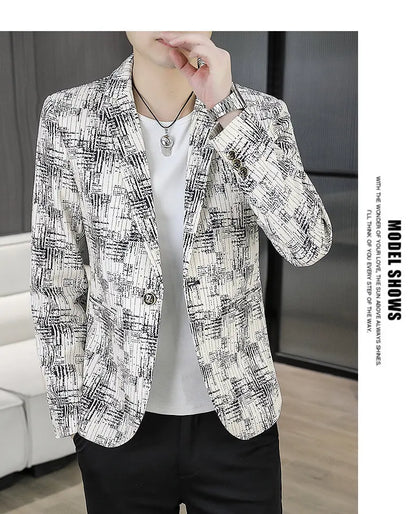 Blazer Men's Fashion Outdoor Travel Gentleman Wedding Slimming Business Versatile Trendy Casual Korean-style Formal Wear Blazer
