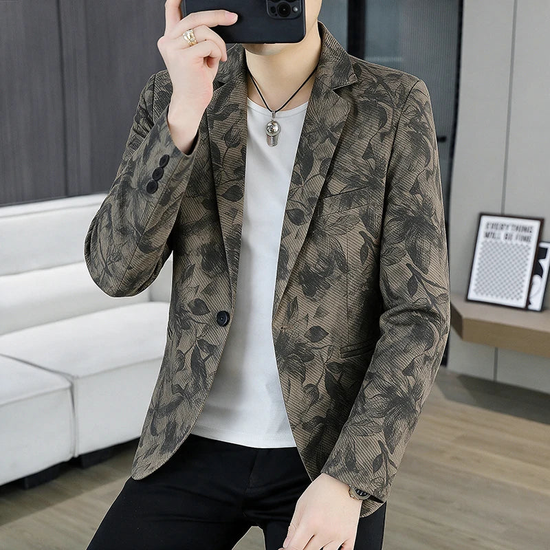 Men's Casual Slim Fit Single-Breasted Blazer for Business and Smart Casual Wear