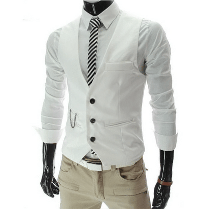 Slim Fit Men's Suit Vest Single Breasted for Business and Smart Casual – Black, Grey, Navy and Burgundy