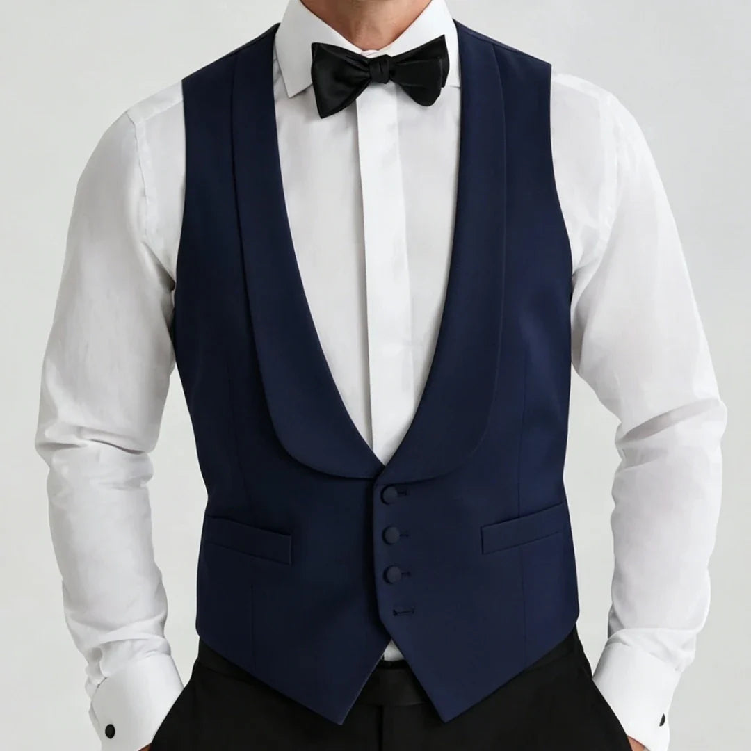 Men's Formal Vest Single Button Lapel Waistcoat for Wedding Banquet and Business