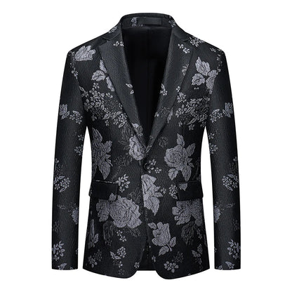 Men's Jacquard Blazer Slim Fit Single Breasted Smart Casual & Formal Wedding Jacket