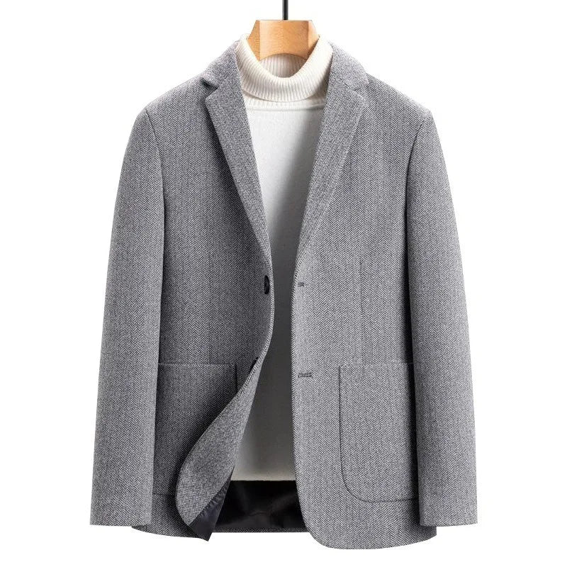 KIDWHXR Man Suit Coat Slim Single-breasted Pocket Male Outerwear Simple Solid Long Sleeve Business Office Casual Men Blazer