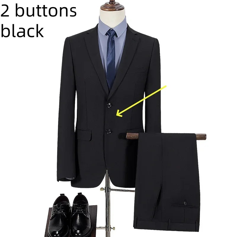Men's Slim Fit Single Breasted Suit – Casual & Formal Two-Piece Set for Weddings & Business