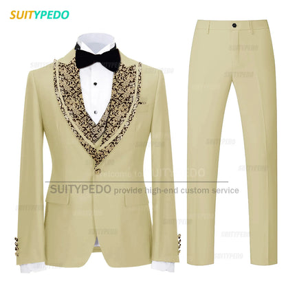 Classic Black Set For Fashion Children Wedding Flower Kid Slim Fit Costumes Formal Party Elegant Blazer Vest Pants 3 Pieces