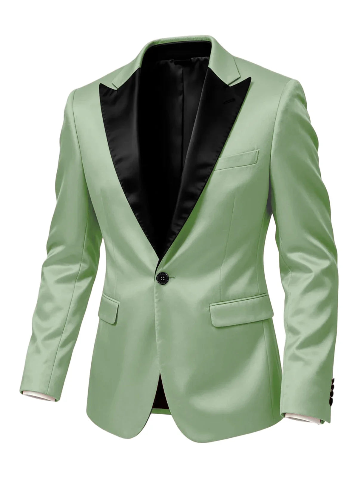 Men'sn Satin Tuxedo Blazer Black Peak Lapel One Button Slim Fit Suit Jacket Formal Business Casual Suit For Wedding Party Prom