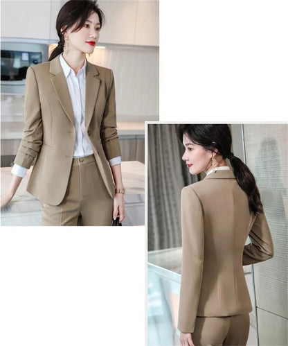2025 New Blazer Trousers Women's Suit Sets Long Sleeve Jacket Blazer Casual Office Ladies Pantsuit For Business Clothing
