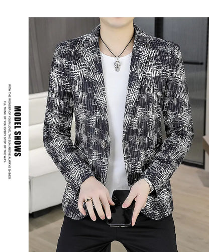 Blazer Men's Fashion Outdoor Travel Gentleman Wedding Slimming Business Versatile Trendy Casual Korean-style Formal Wear Blazer