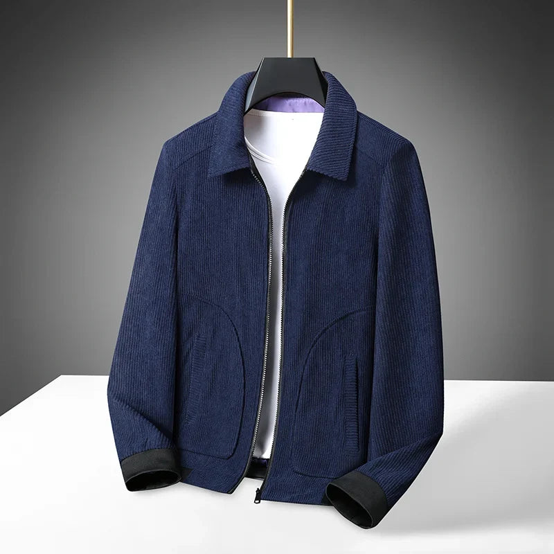 Men's High-Quality Corduroy Jacket Plus Size Lapel Thick Autumn Winter Warm Casual Gown for Older Generations