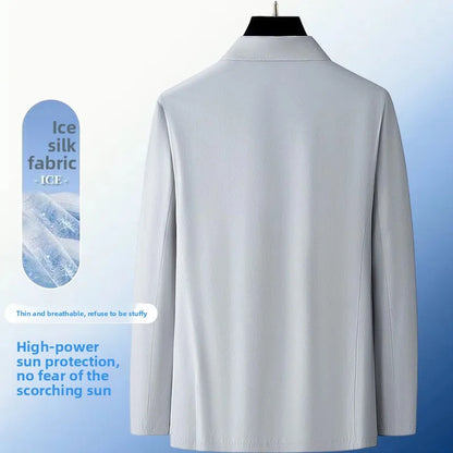 Summer Lightweight Sun Protection Blazer for Men - Stylish, Breathable, Casual, Icy Sensation, Lightweight, Silky Elastic Blazer