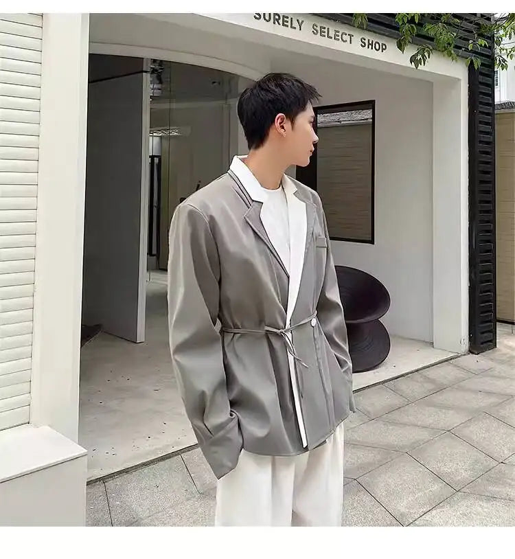 Collar Double 2026 Contrast Spring Layer New Color Casual Blazer Coat Men's Fashion Handsome Elegant Male Clothes JY8406