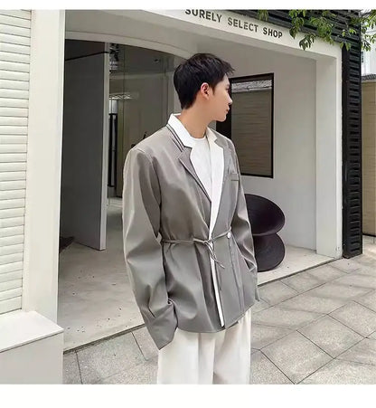 Collar Double 2026 Contrast Spring Layer New Color Casual Blazer Coat Men's Fashion Handsome Elegant Male Clothes JY8406