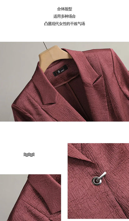 Fashion Office Ladies Blazer and Pants Suit Formal Angola Red Women Jacket Trouser Women Business Work Wear 2 Piece Set