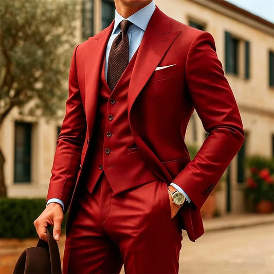 Costume Homme Élégant 3 Pièces Sur Mesure Coupe Cintrée Mariage Marié Tenue De Soirée Veste+Gilet+Pantalon