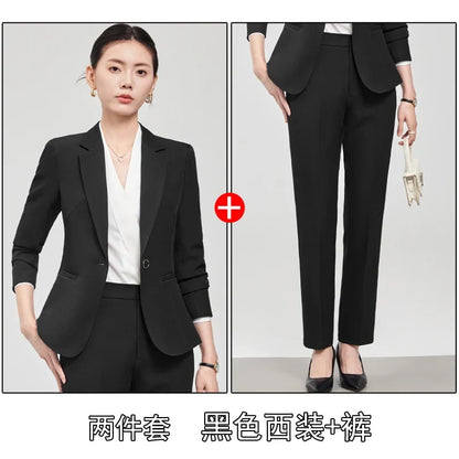2025 new autumn and winter womens professional business formal fit two-piece suit jacket + pants. Elegant and stylish