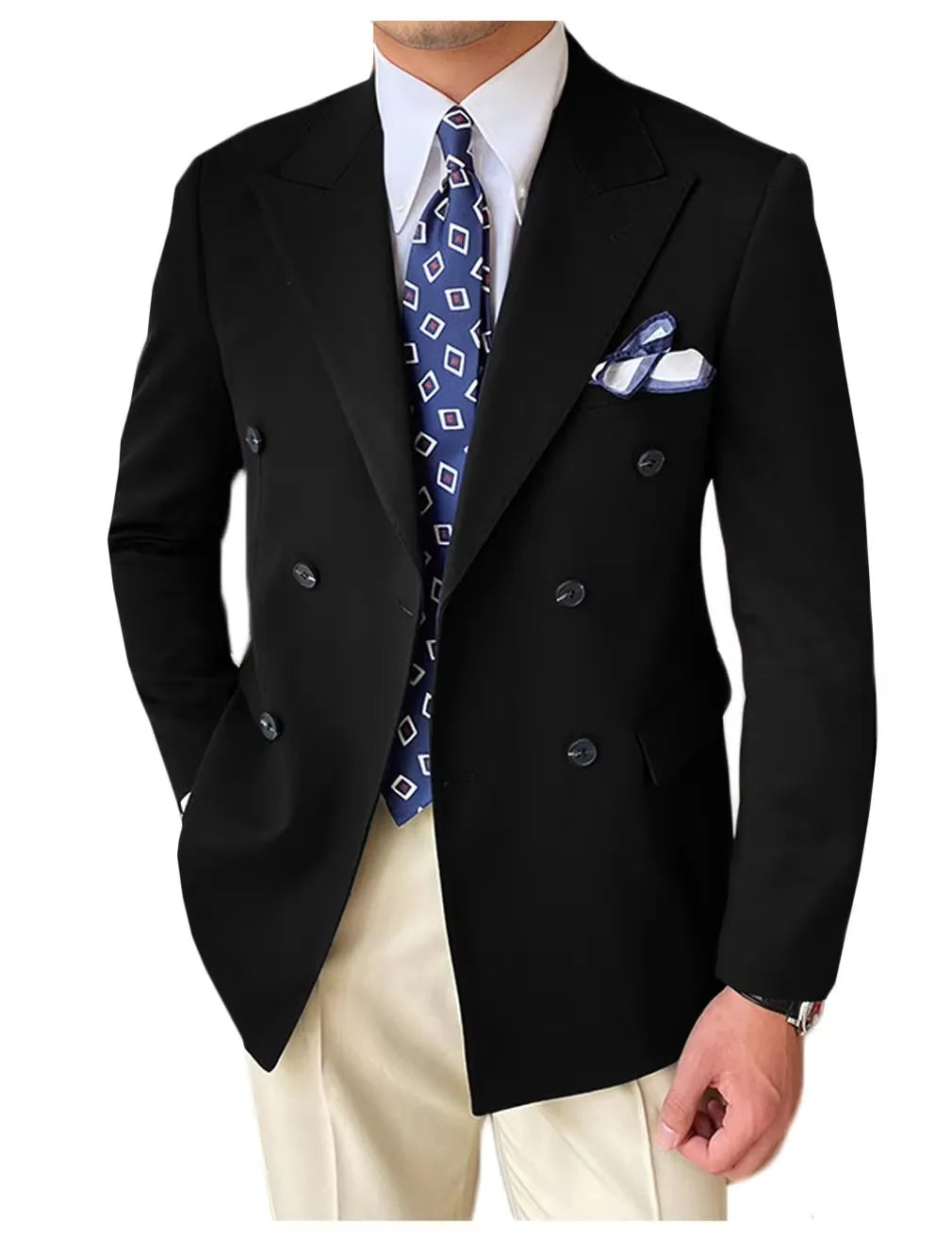 Wedding Men's Tuxedo Jacket Bridegroom Business Groom Wear Formal Party Blazer Double Breasted Peak Lapel XS-6XL One Coat