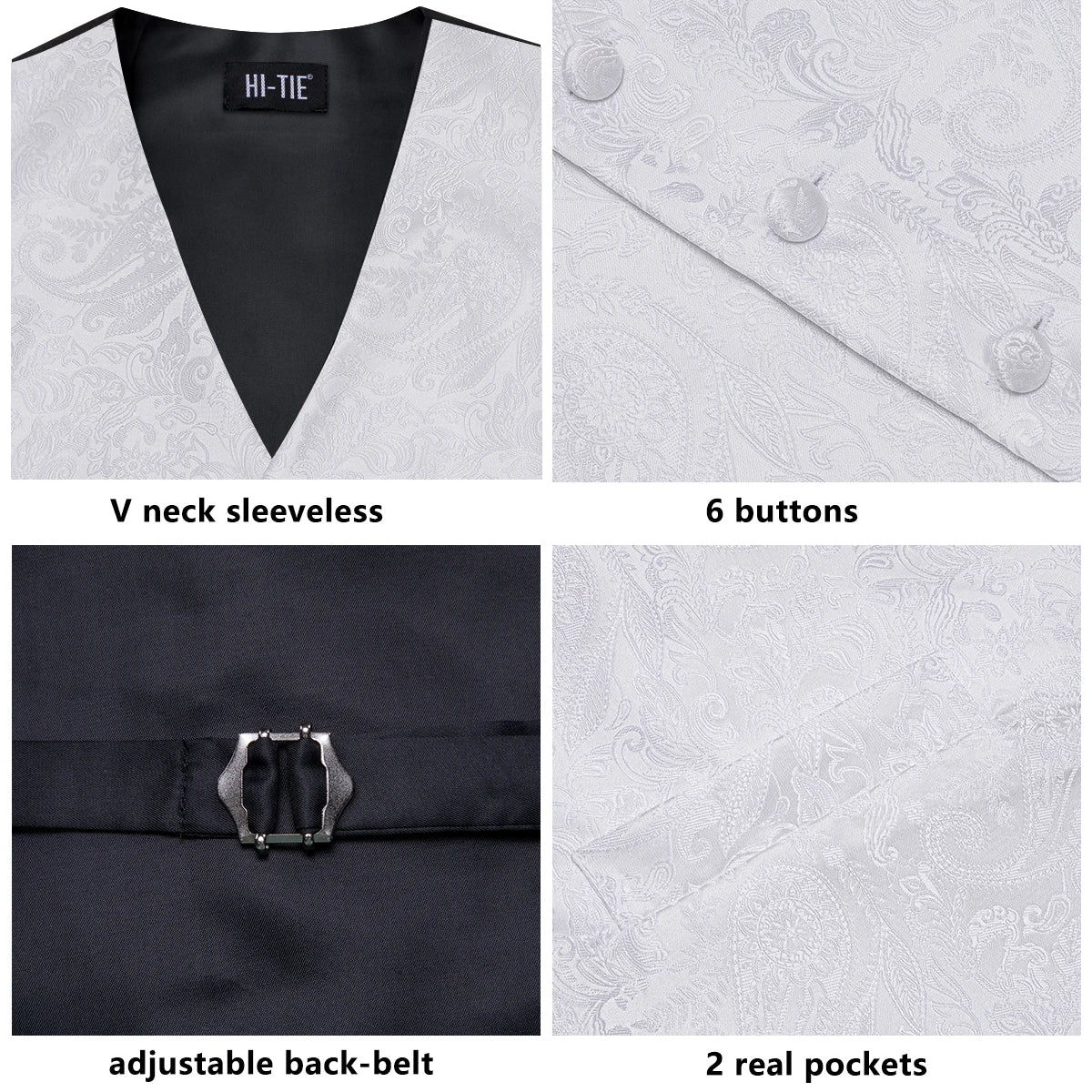 Men's Suit Vest Set – Floral Waistcoat with Tie, Hanky & Cufflinks for Weddings & Formal Events