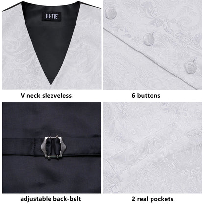 Men's Suit Vest Set – Floral Waistcoat with Tie, Hanky & Cufflinks for Weddings & Formal Events