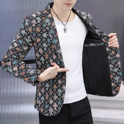 Blazer Men's Fashion Outdoor Travel Gentleman Wedding Slimming Business Versatile Trendy Casual Korean-style Formal Wear Blazer
