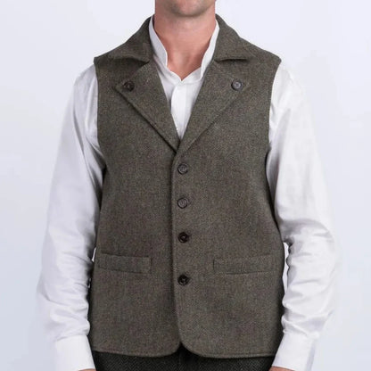 Men's Herringbone Vest Single Breasted Waistcoat for Wedding & Smart Casual Wear