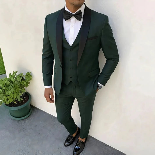 3 costumes homme coupe ajustée pour garçons d'honneur | Veste, gilet, pantalon violet en tissu non extensible et motif color block