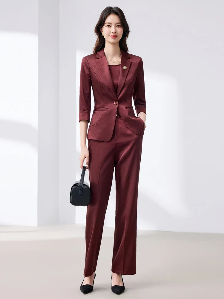 2026 Fashionable Women's Suit Set Slim Elegant Stylish Spring Summer New Arrival Pants Plus Tailored Suit Ensemble